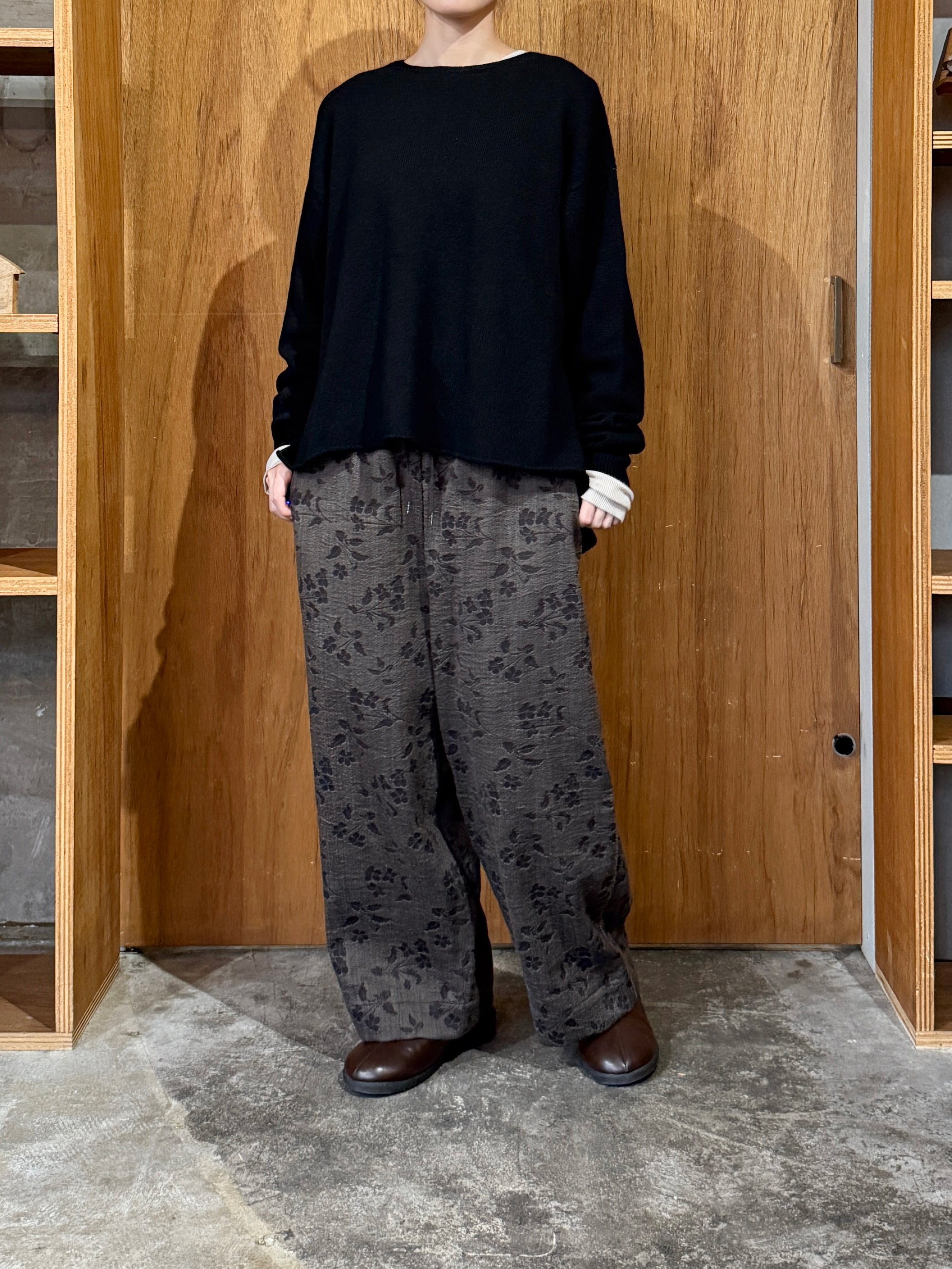 qiri / flower tale gather wide pants (ブラウン)