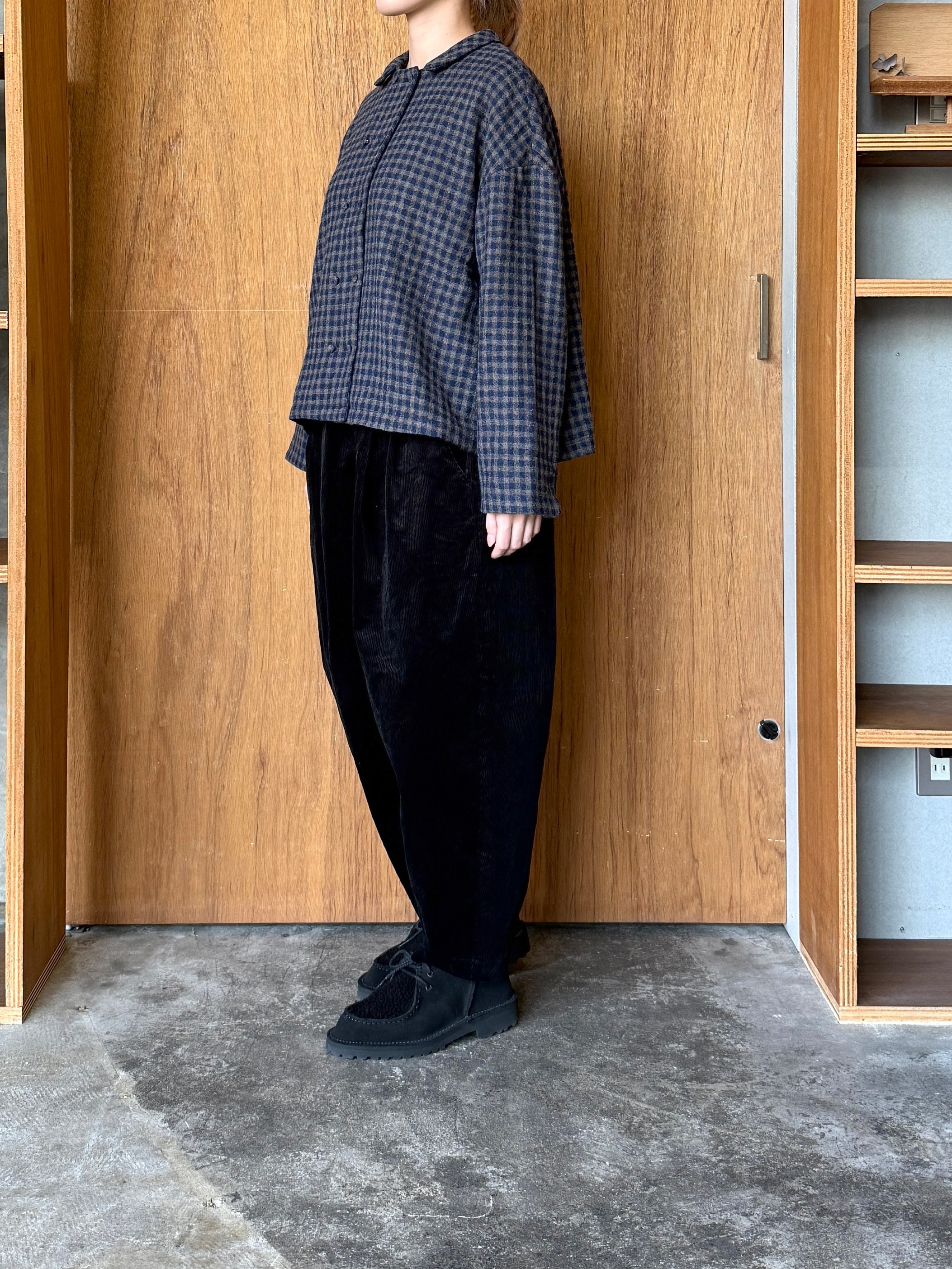 ROBE de PEAU / WOOL GAUZE SHIRT JACKET (GRAY × NAVY BLUE)