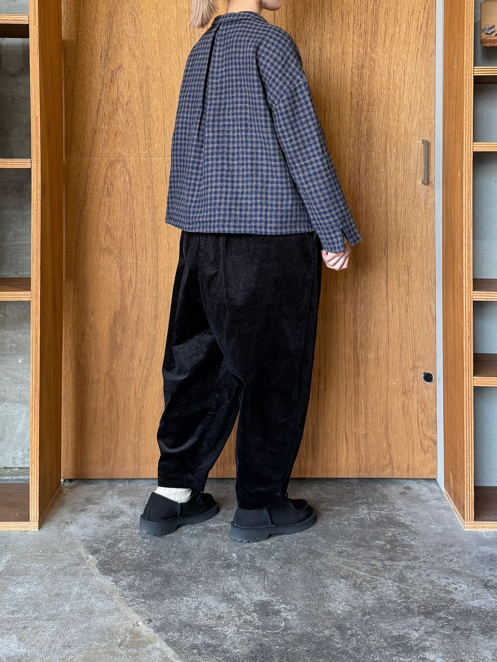 ROBE de PEAU / WOOL GAUZE SHIRT JACKET (GRAY × NAVY BLUE)