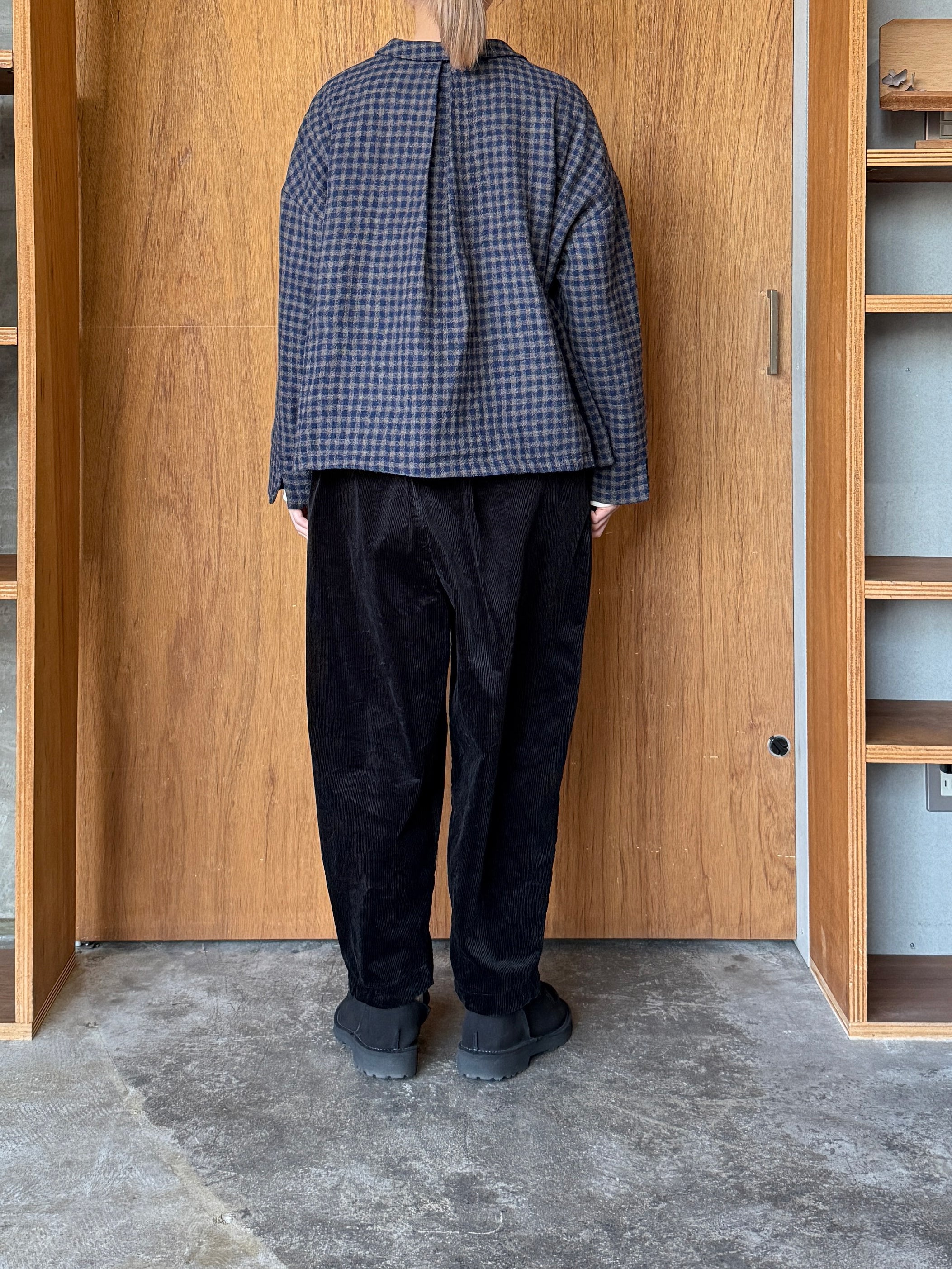 ROBE de PEAU / WOOL GAUZE SHIRT JACKET (GRAY × NAVY BLUE)