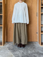 Vlas Blomme / Washed Linen Ramie Wool カーブパンツ(Olive)