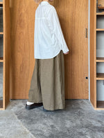 Vlas Blomme / Washed Linen Ramie Wool カーブパンツ(Olive)