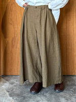Vlas Blomme / Washed Linen Ramie Wool カーブパンツ(Olive)