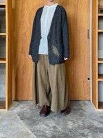Vlas Blomme / Washed Linen Ramie Wool カーブパンツ(Olive)