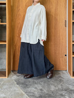 Vlas Blomme / Washed Linen Ramie Wool カーブパンツ(Charcoal)
