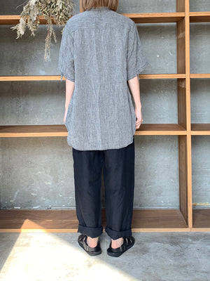 Vlas Blomme / Airy Linen 半袖シャツ（Gray）