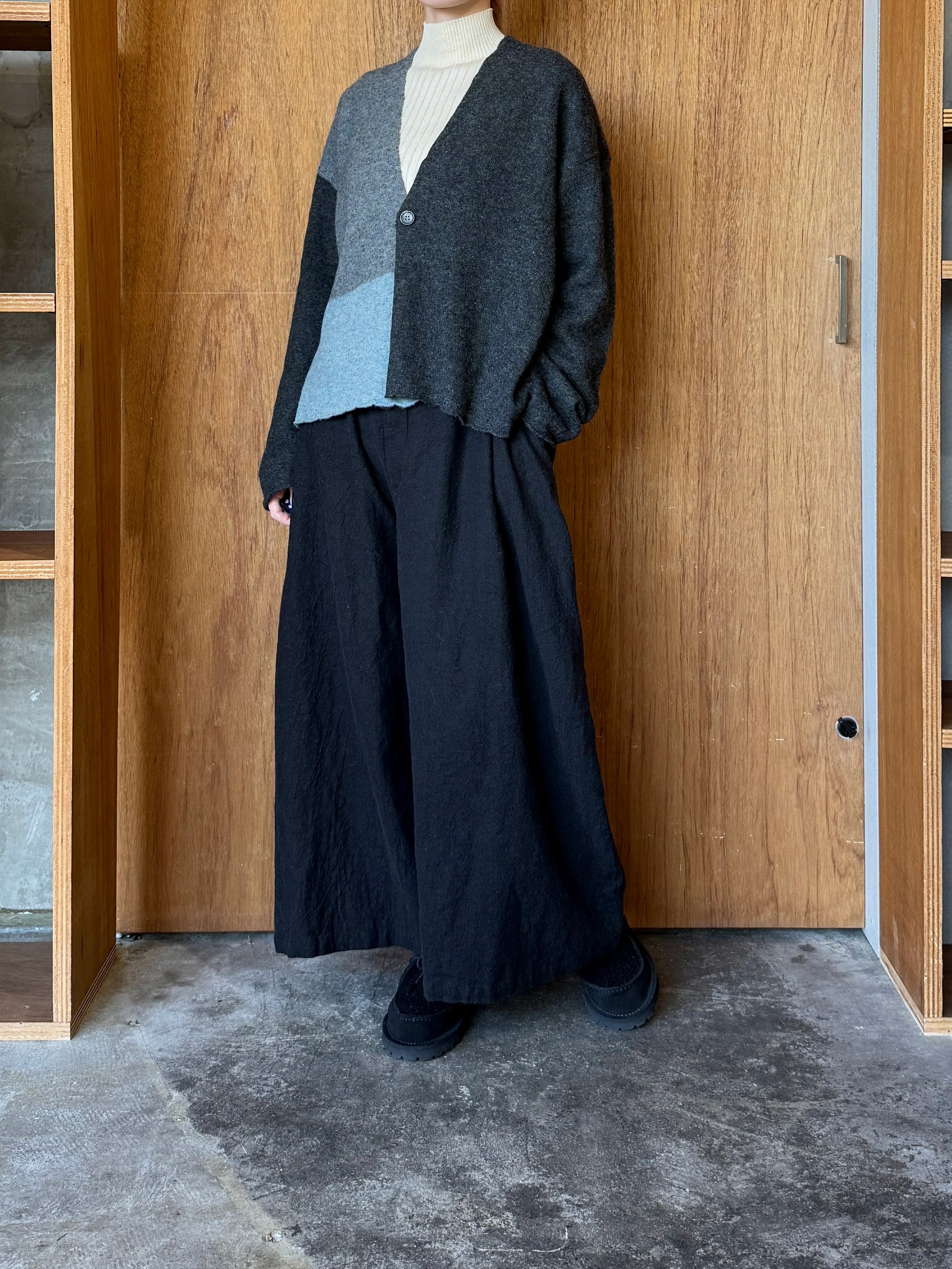 Vlas Blomme / Pure Yak マルチカラー2Wayカーディガン(G.Olive)