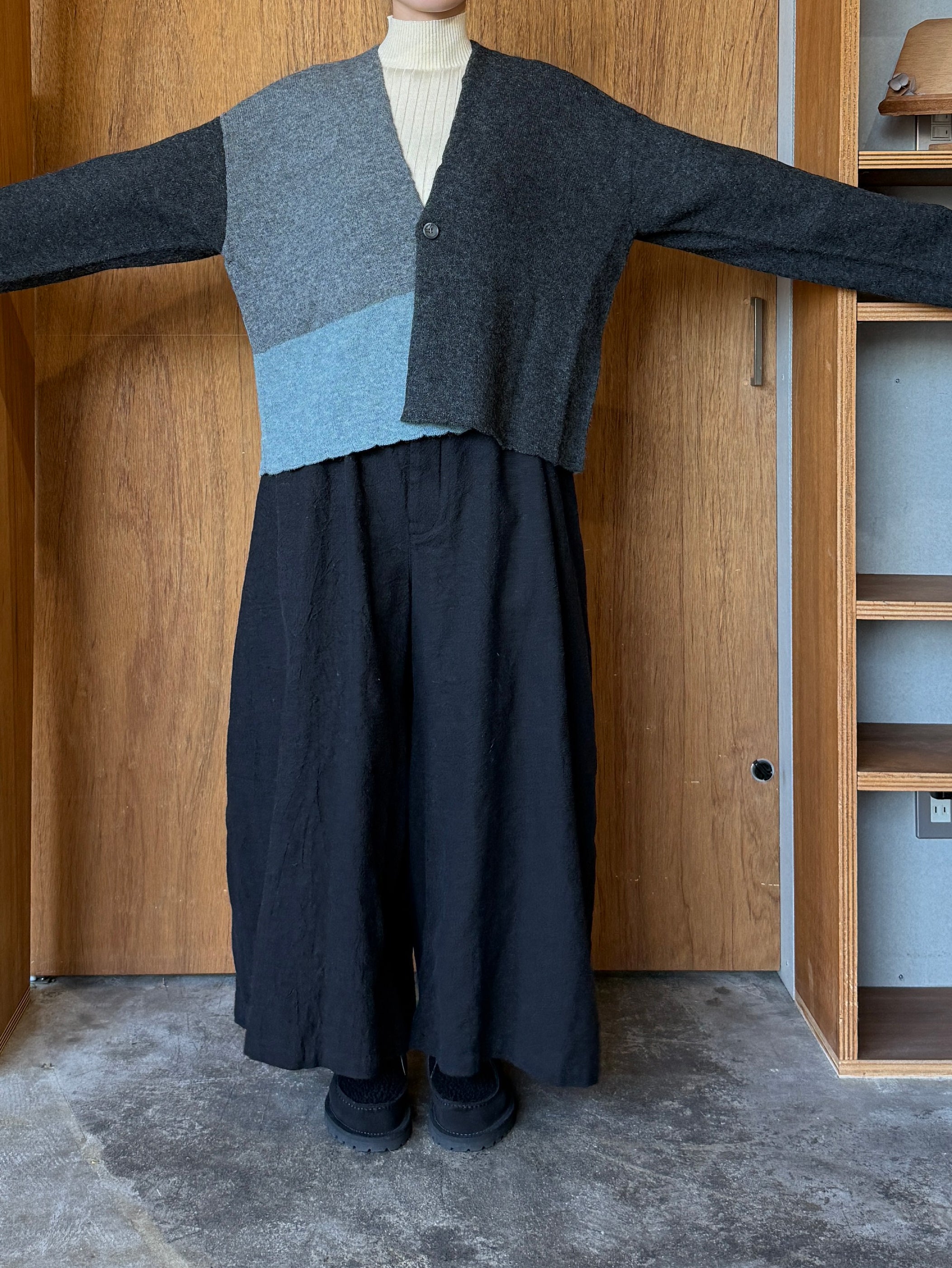 Vlas Blomme / Pure Yak マルチカラー2Wayカーディガン(G.Olive)