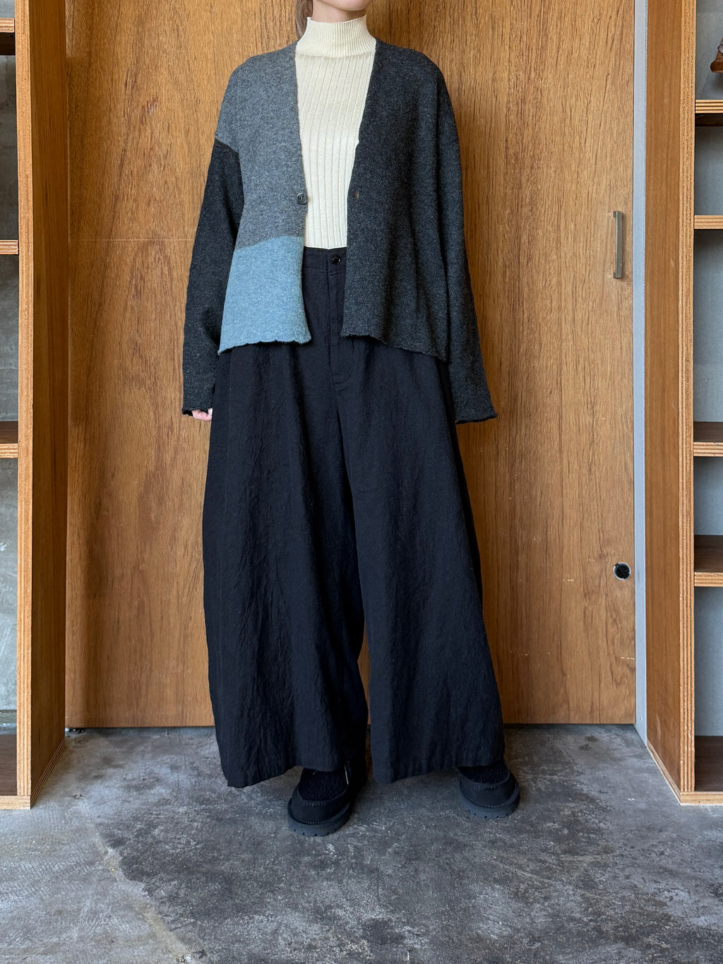 Vlas Blomme / Pure Yak マルチカラー2Wayカーディガン(G.Olive)