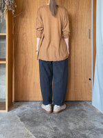 Vlas Blomme / Cotton Silk Plainstitch ラウンドネック長袖ワイドTシャツ  (Raw Umber)
