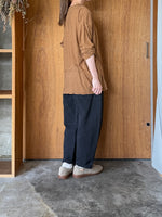 Vlas Blomme / Cotton Silk Plainstitch ラウンドネック長袖ワイドTシャツ  (Raw Umber)