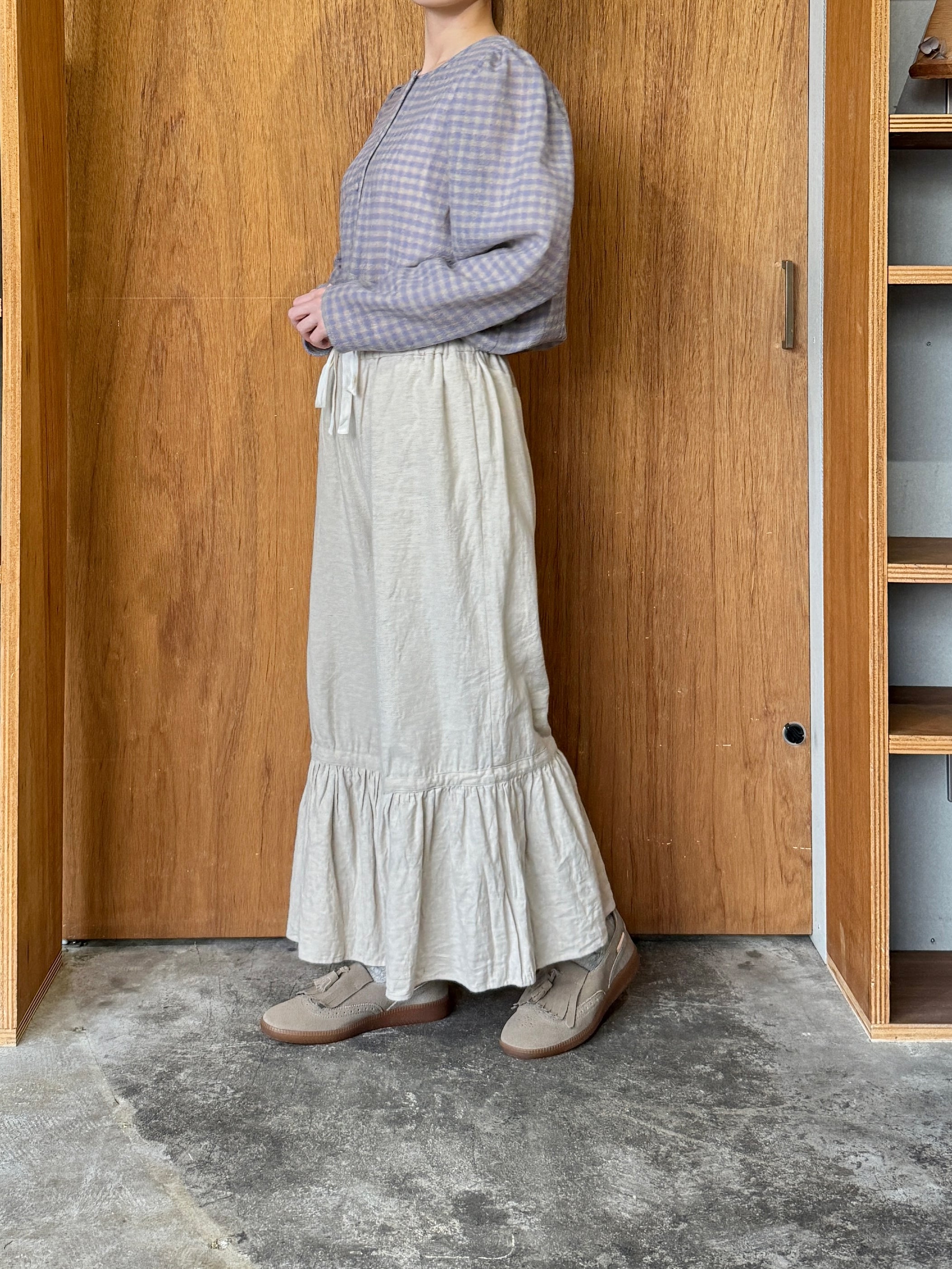 ROBE de PEAU / WOOL GAUZE CLASSIC BLOUSE (LAVENDER × BEIGE)