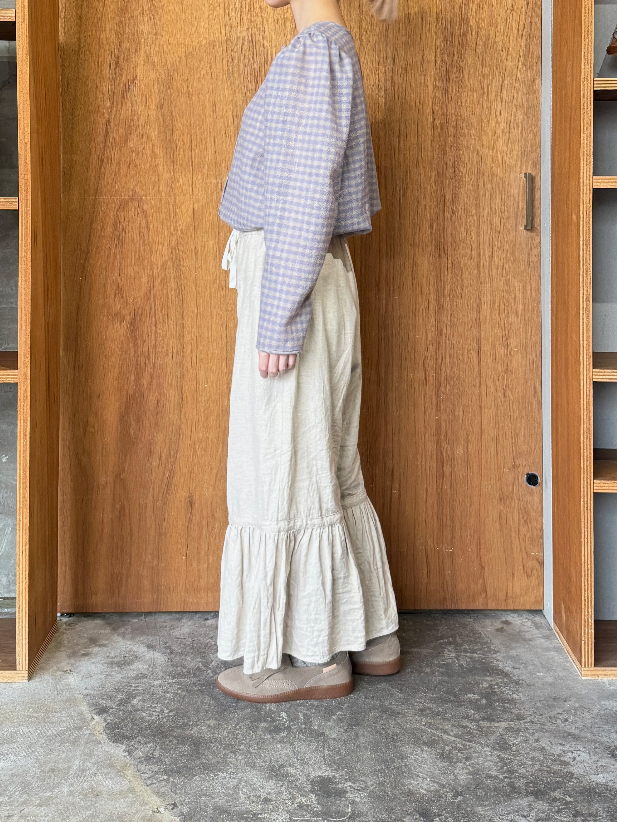 ROBE de PEAU / WOOL GAUZE CLASSIC BLOUSE (LAVENDER × BEIGE)