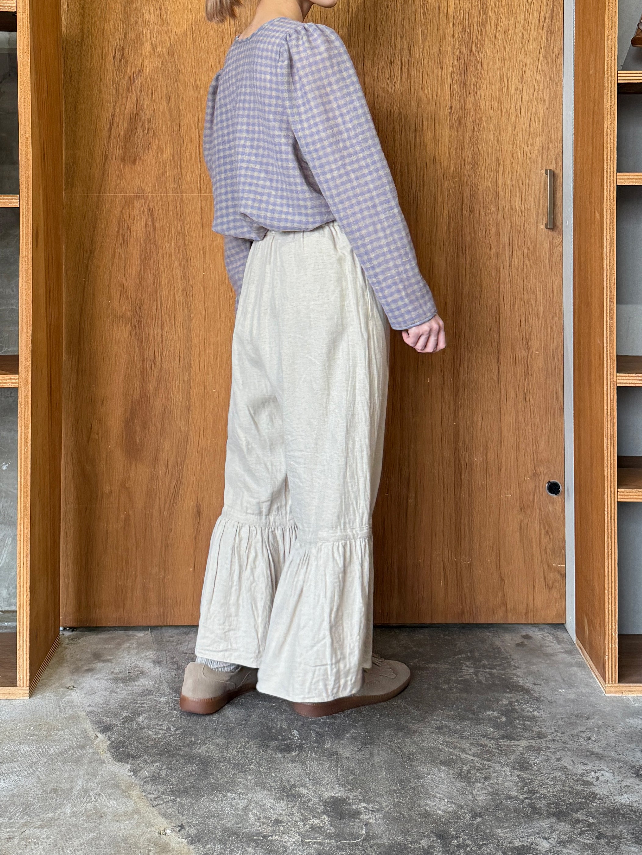 ROBE de PEAU / WOOL GAUZE CLASSIC BLOUSE (LAVENDER × BEIGE)