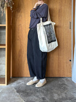 Vlas Blomme / C/L Twill (ムラ染め) ワイドダーツパンツ (D.Navy)