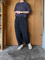 Vlas Blomme / C/L Twill (ムラ染め) ワイドダーツパンツ (D.Navy)