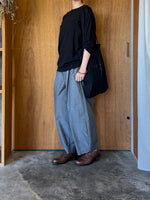 Vlas Blomme / Cotton Sheer フライス 七分袖プルオーバー (D.Black)