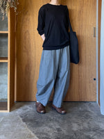 Vlas Blomme / Cotton Sheer フライス 七分袖プルオーバー (D.Black)