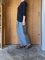 Vlas Blomme / Cotton Sheer フライス 七分袖プルオーバー (D.Black)