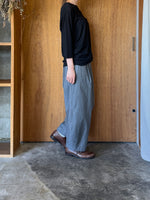 Vlas Blomme / Cotton Sheer フライス 七分袖プルオーバー (D.Black)