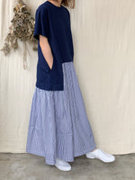 【SALE】UNIVERSAL SEVEN / クラシック天竺 レイヤード ライクOP（ネイビー×ストライプ）