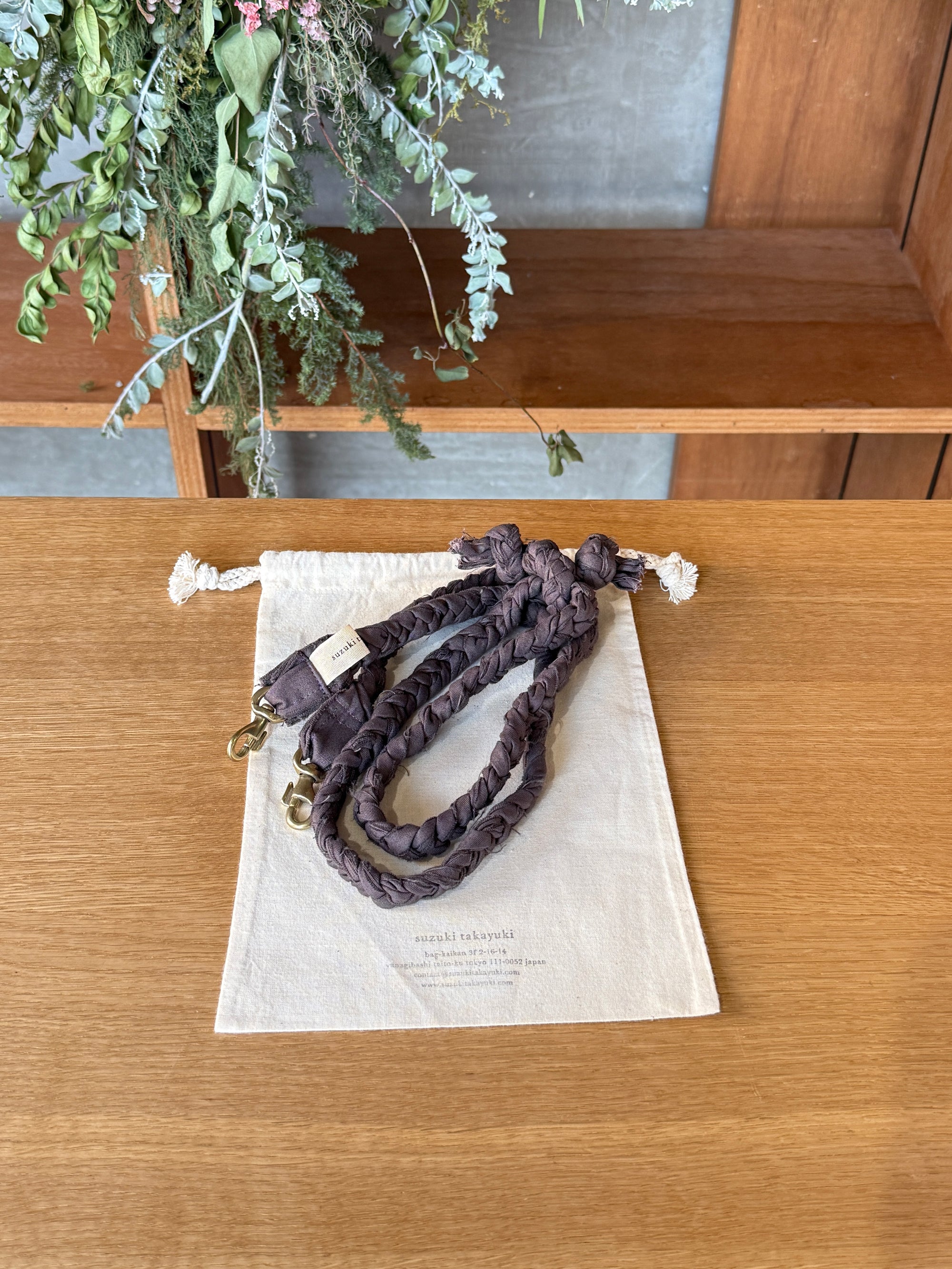 suzuki takayuki × ams, / braided shoulder strap (smoky walnut / ダークブラウン)