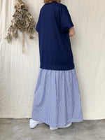 【SALE】UNIVERSAL SEVEN / クラシック天竺 レイヤード ライクOP（ネイビー×ストライプ）