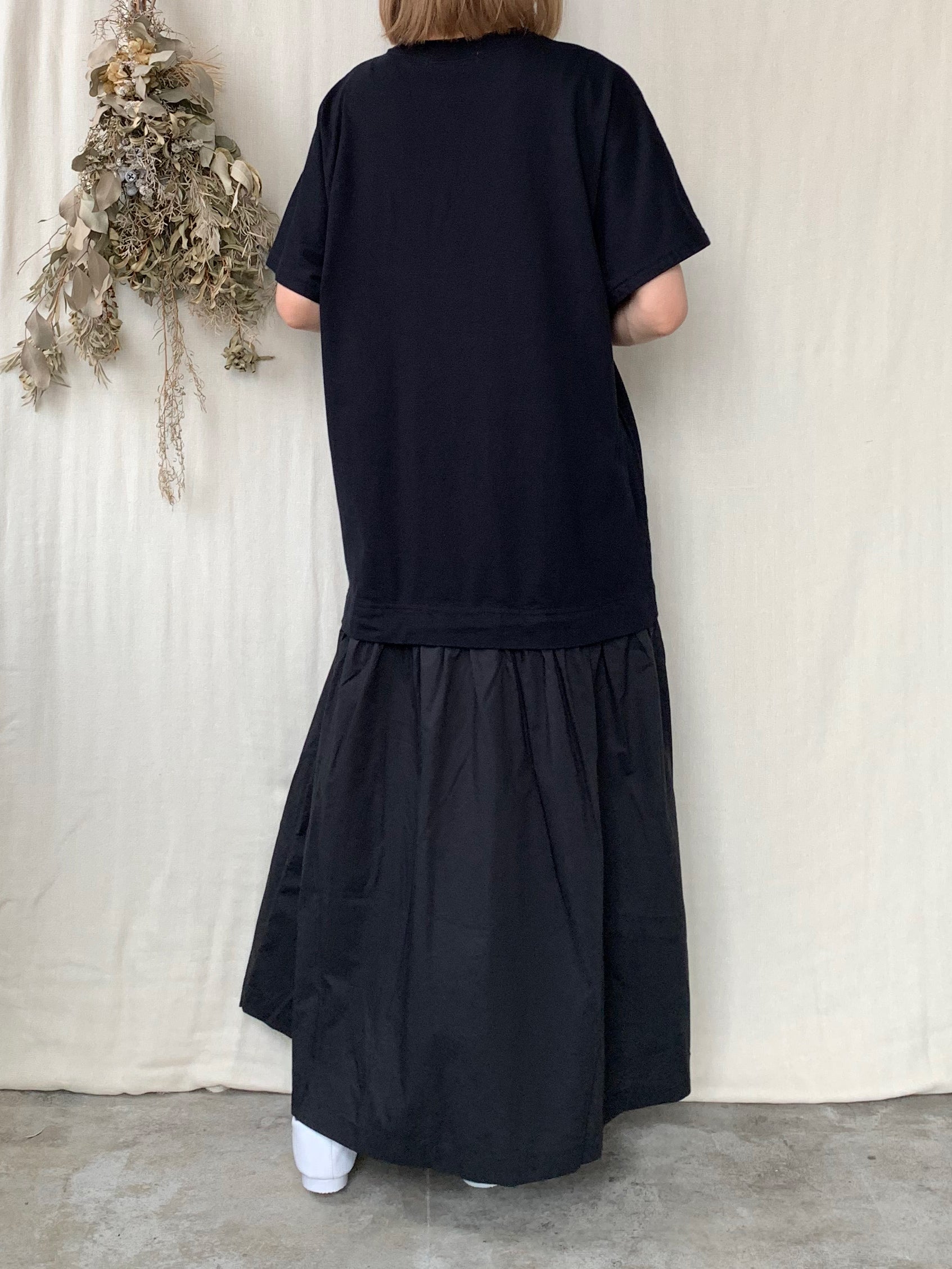 【SALE】UNIVERSAL SEVEN / クラシック天竺 レイヤード ライクOP（クロ×クロ）