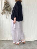 qiri / trees embroidery frill blouse (チャコール)