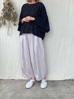 qiri / trees embroidery frill blouse (チャコール)