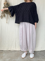 qiri / trees embroidery frill blouse (チャコール)