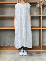 Vlas Blomme / Vintage Check 3way ロングジレ(Off White)