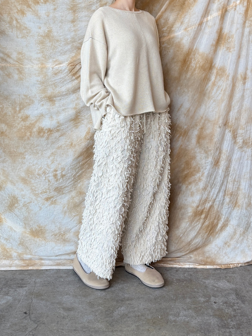 qiri / mineral gather wide pants (ライベージュ)