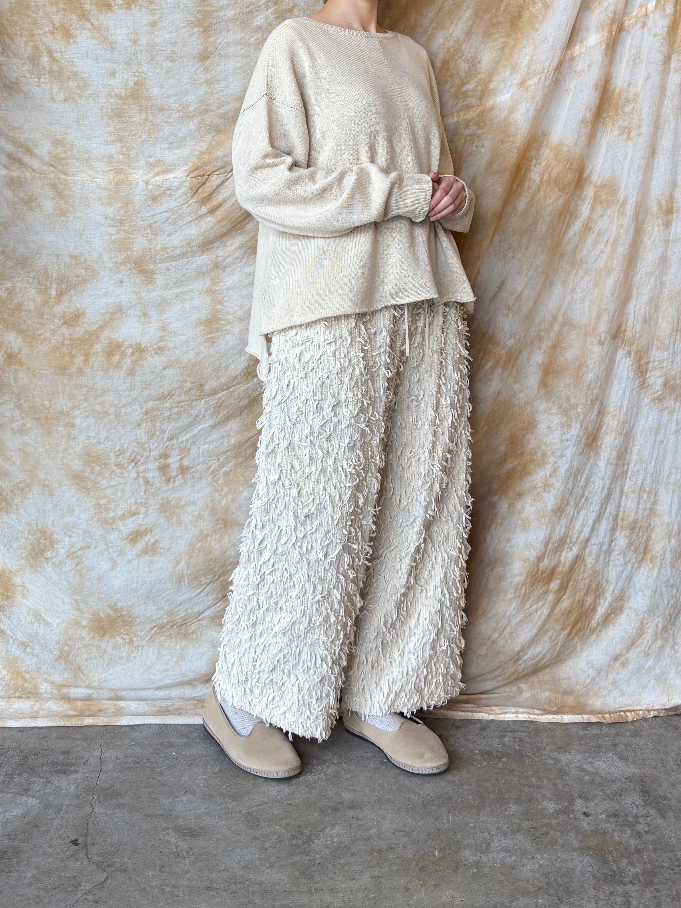 qiri / mineral gather wide pants (ライベージュ)