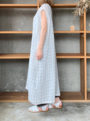 Vlas Blomme / Vintage Check 3way ロングジレ(Off White)