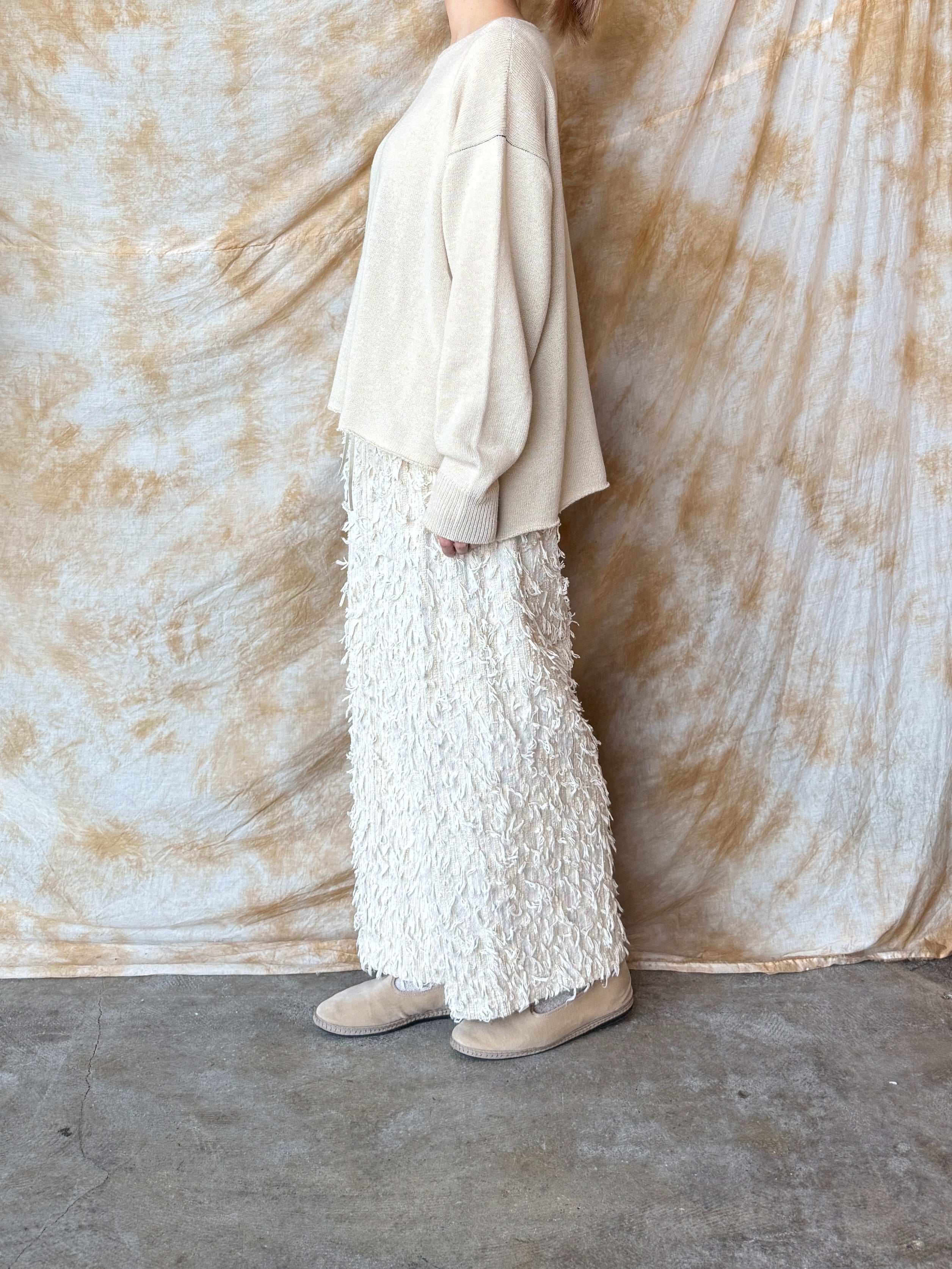 qiri / mineral gather wide pants (ライベージュ)