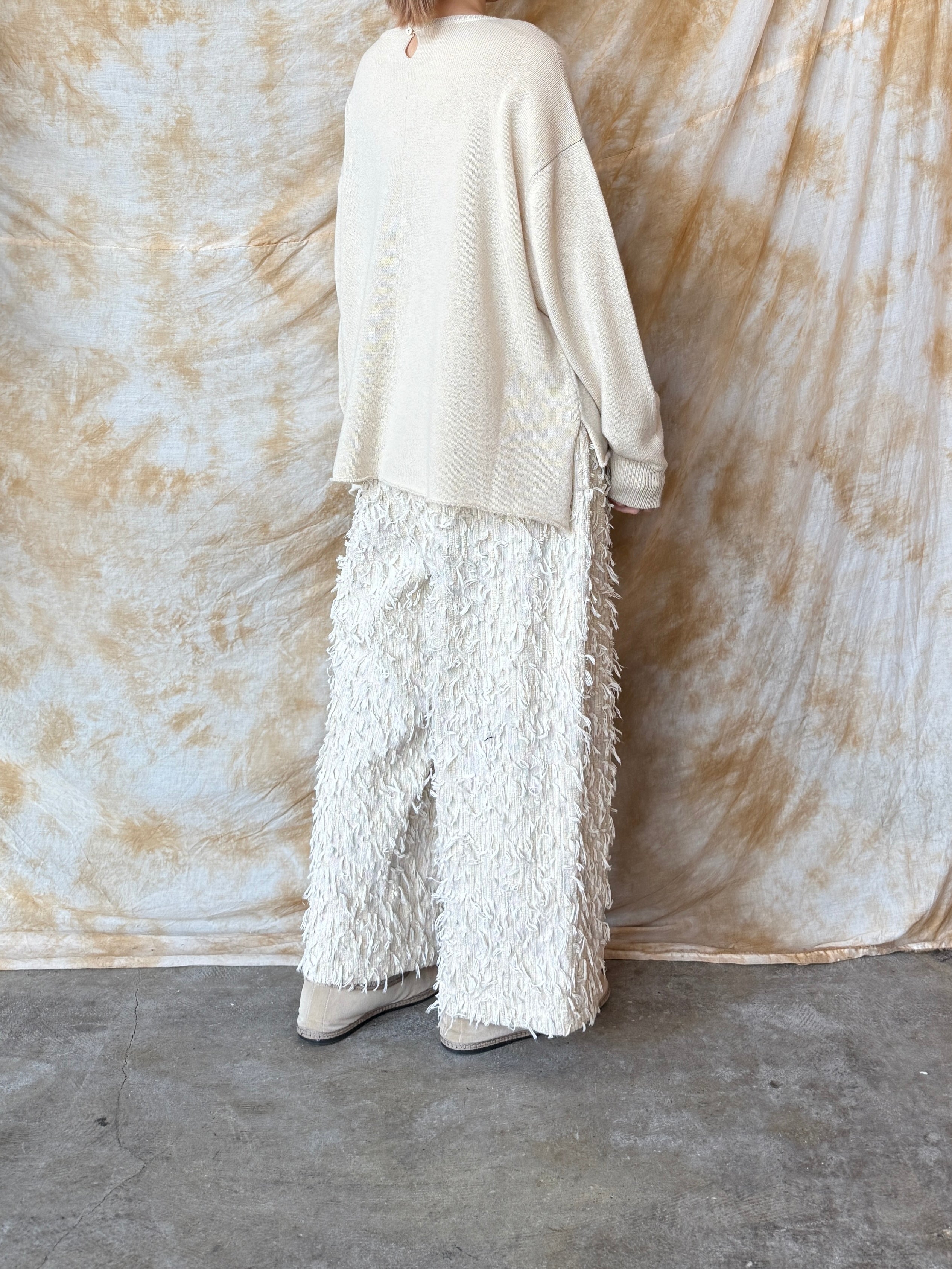 qiri / mineral gather wide pants (ライベージュ)