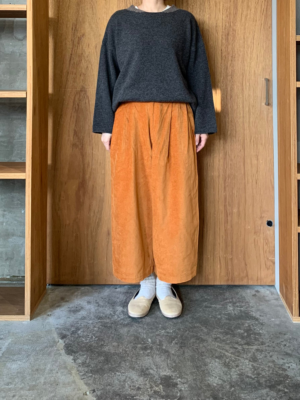 Vlas Blomme / cotton Linen Vintage Mole ツータックワイドパンツ