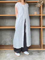 Vlas Blomme / Vintage Check 3way ロングジレ(Off White)