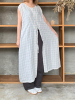 Vlas Blomme / Vintage Check 3way ロングジレ(Off White)
