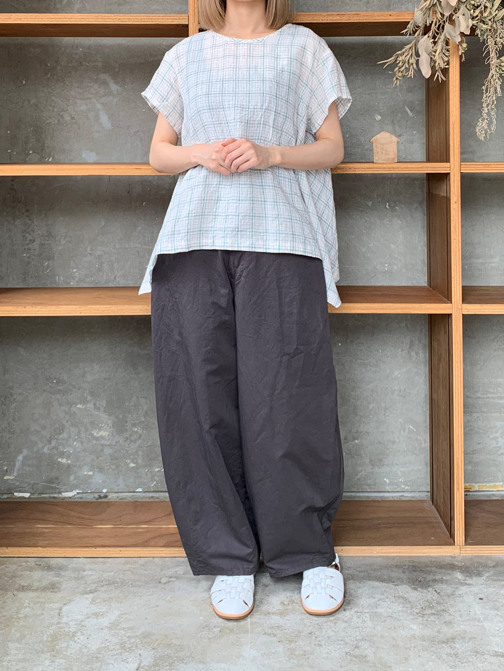 Vlas Blomme / Vintage Check  プルオーバー(Off White)