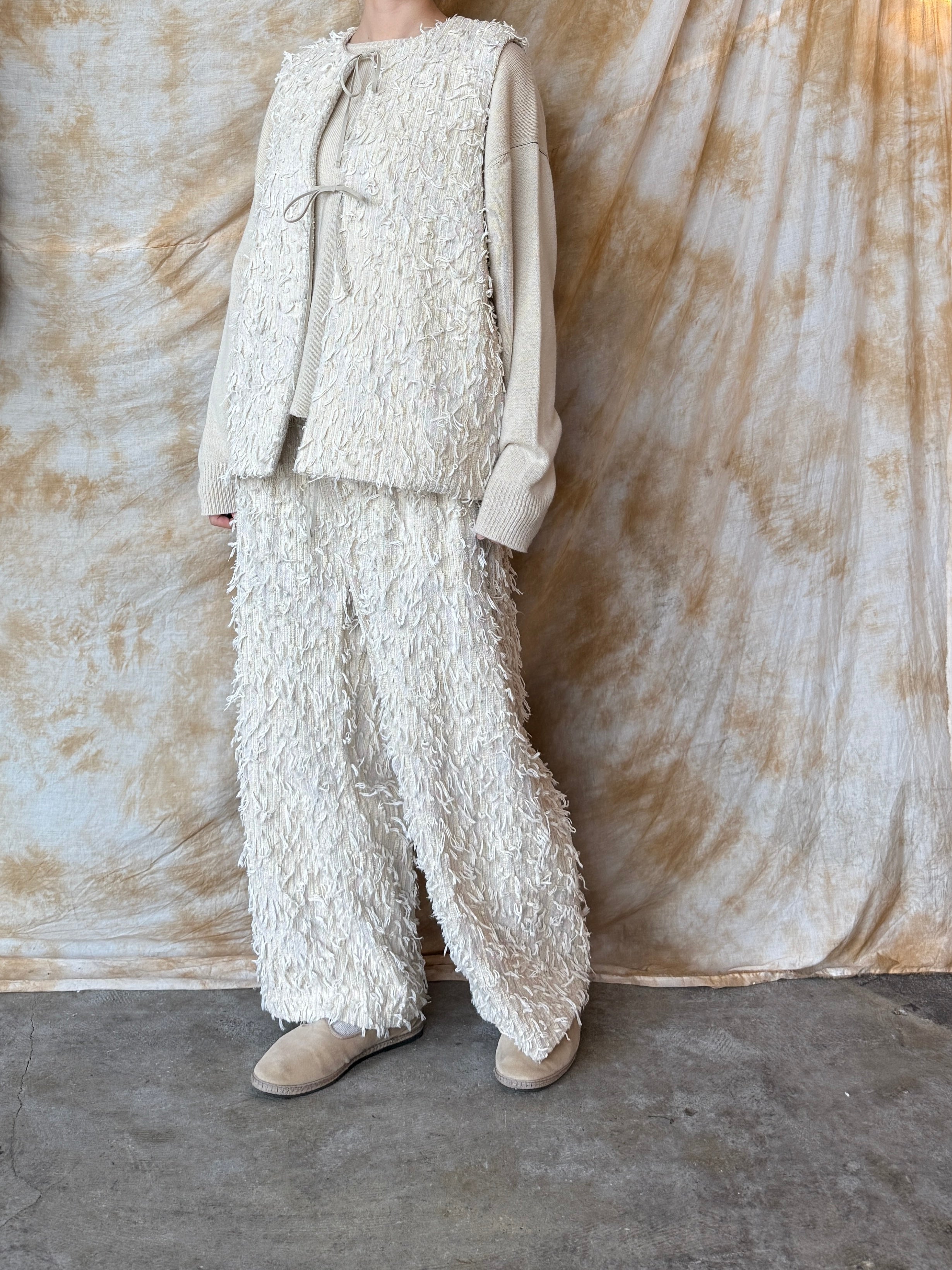 qiri / mineral gather wide pants (ライベージュ)