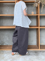 Vlas Blomme / Work Linen Cotton ワイドダーツパンツ(Charcoal)