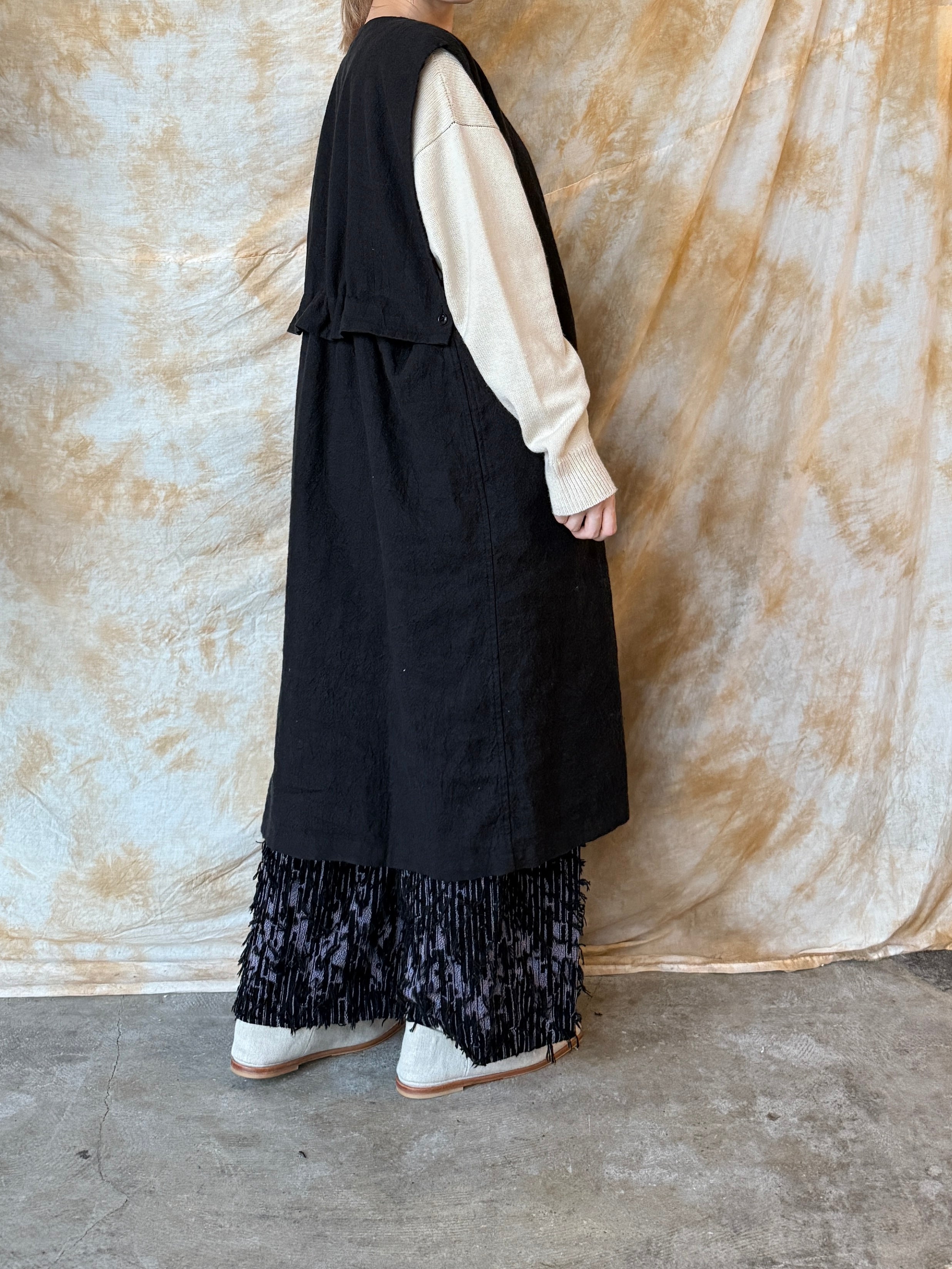 qiri / mineral gather wide pants (クロ)