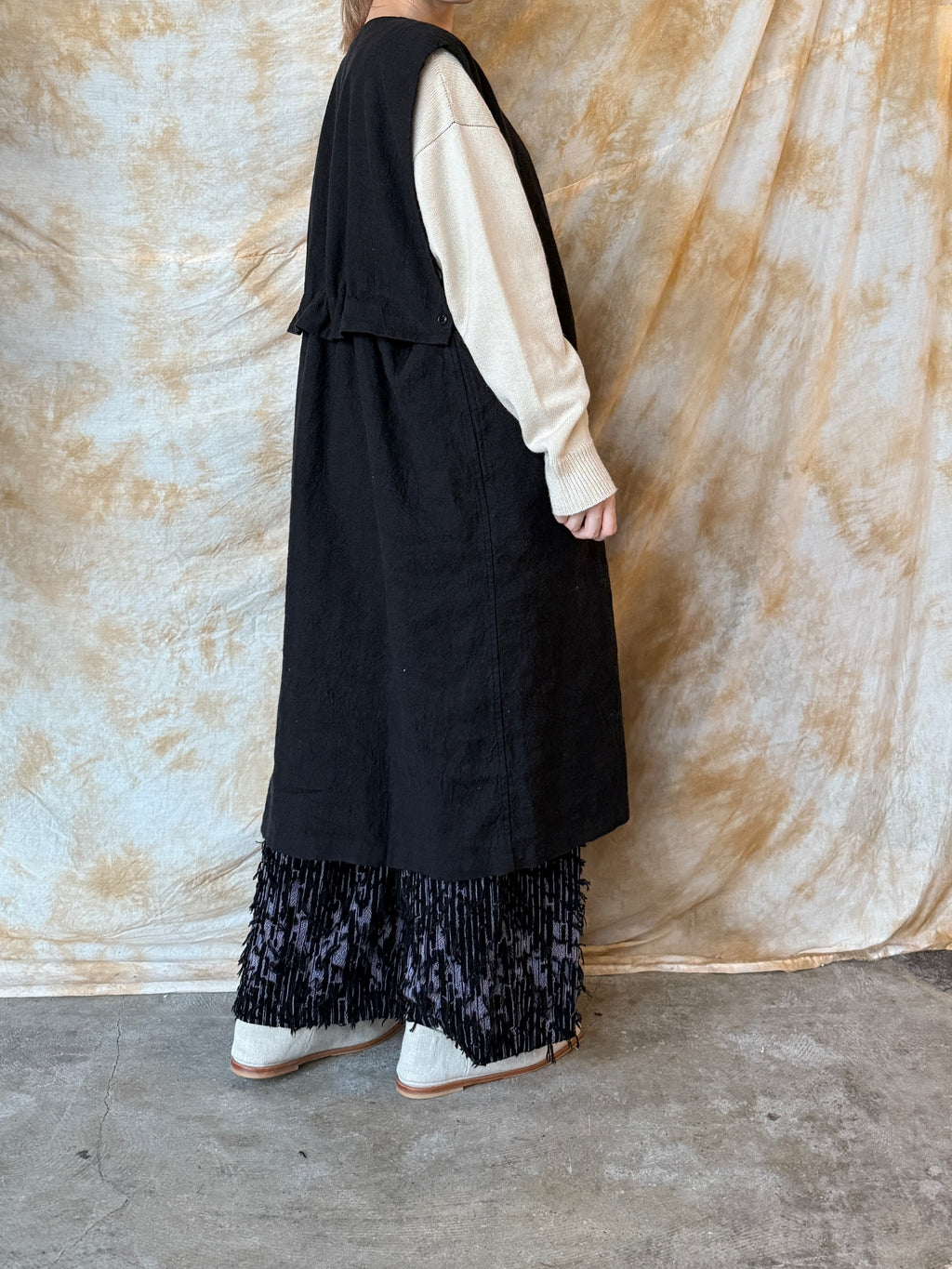 qiri / mineral gather wide pants (クロ)