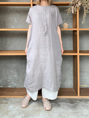 Vlas Blomme / Ramie Lawm ドローストリングスドレス(Gray)