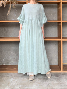 qiri / trees embroidery frill one-piece (ミント)