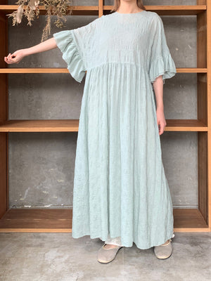 qiri / trees embroidery frill one-piece (ミント)
