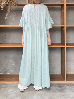 qiri / trees embroidery frill one-piece (ミント)