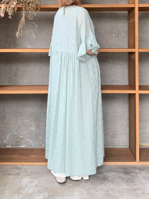 qiri / trees embroidery frill one-piece (ミント)